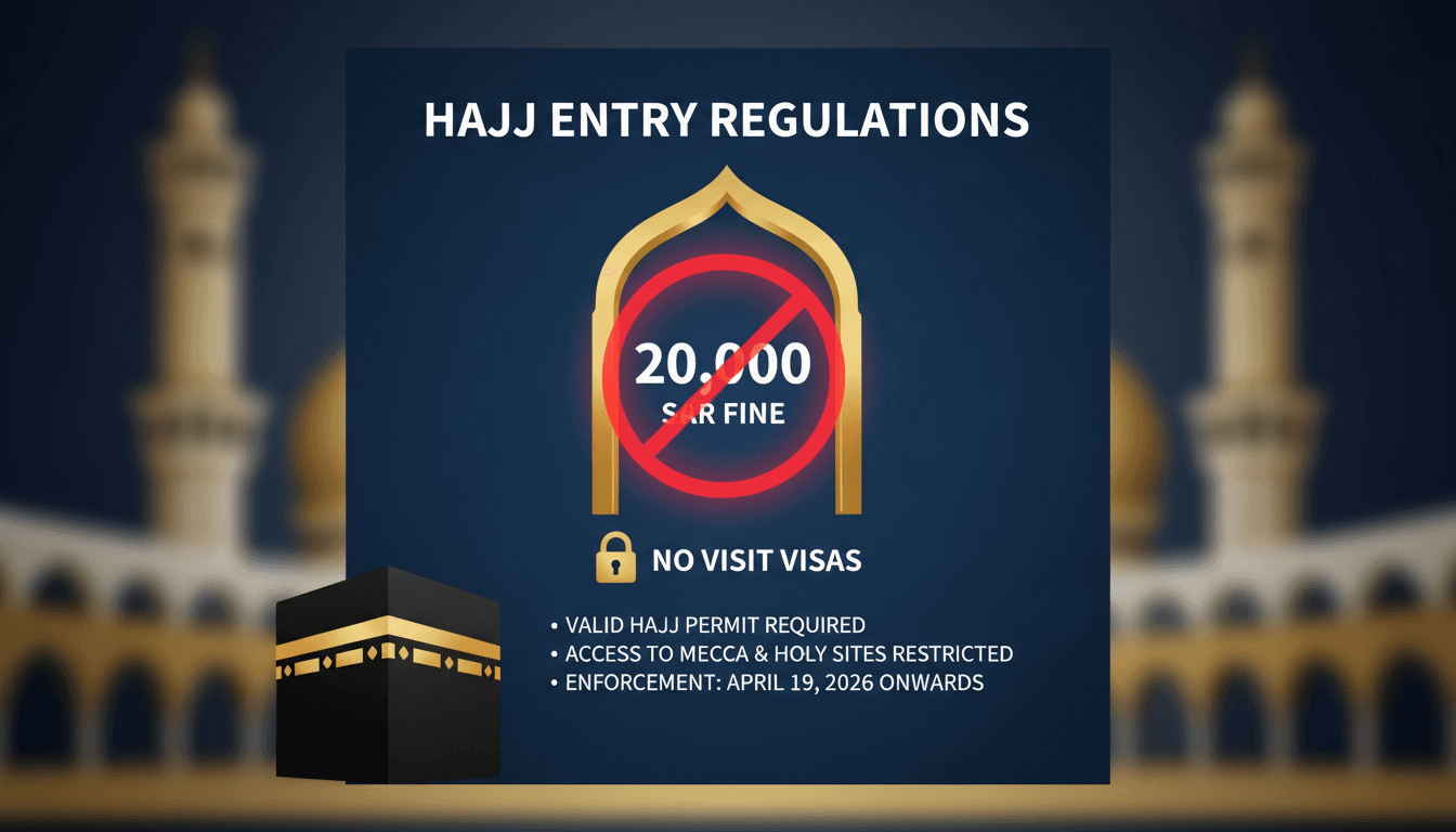 Saudi Arabia imposes 20,000 SAR fine on visit visa holders entering Mecca during Hajj season