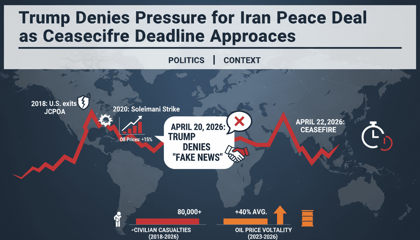 Trump Denies Pressure for Iran Peace Deal as Ceasefire Deadline Approaches
