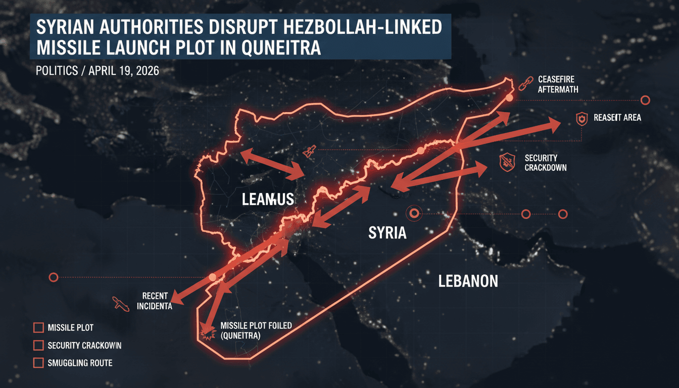 Syrian Authorities Disrupt Hezbollah-Linked Missile Launch Plot in Quneitra