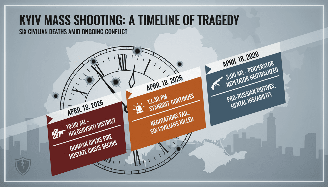 Mass shooting in Kyiv results in six civilian deaths amid ongoing conflict