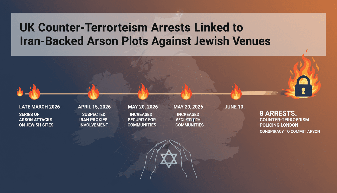 UK Counter-Terrorism Arrests Linked to Iran-Backed Arson Plots Against Jewish Venues