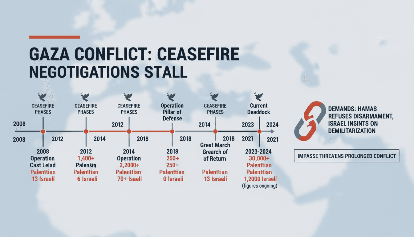 Gaza ceasefire negotiations stall over Hamas disarmament demands