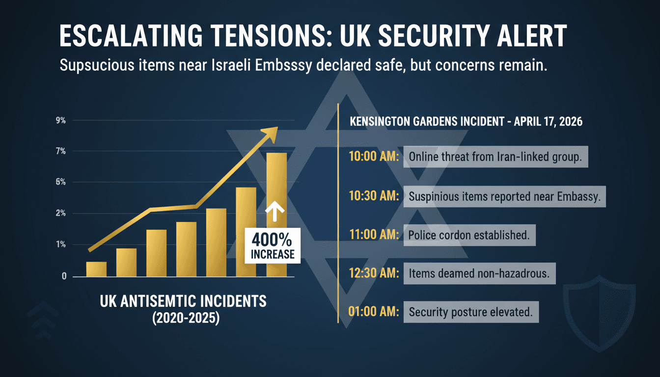 Suspicious items near Israeli Embassy in London deemed non-hazardous by police