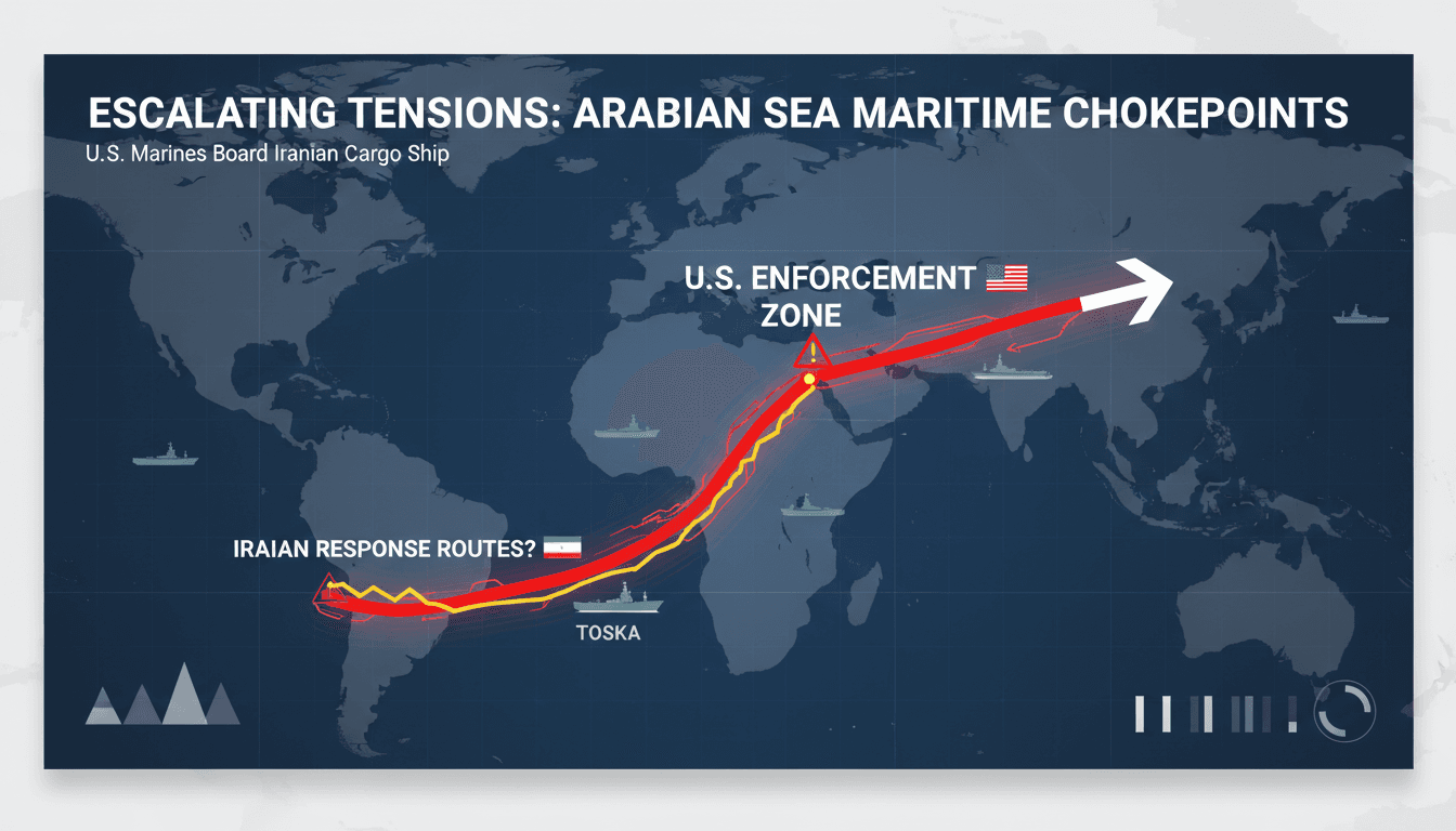 U.S. Marines Board Iranian Cargo Ship in Arabian Sea Operation