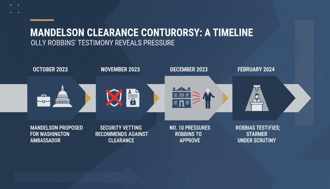 Olly Robbins Testifies on No. 10 Pressure Regarding Mandelson's Security Clearance
