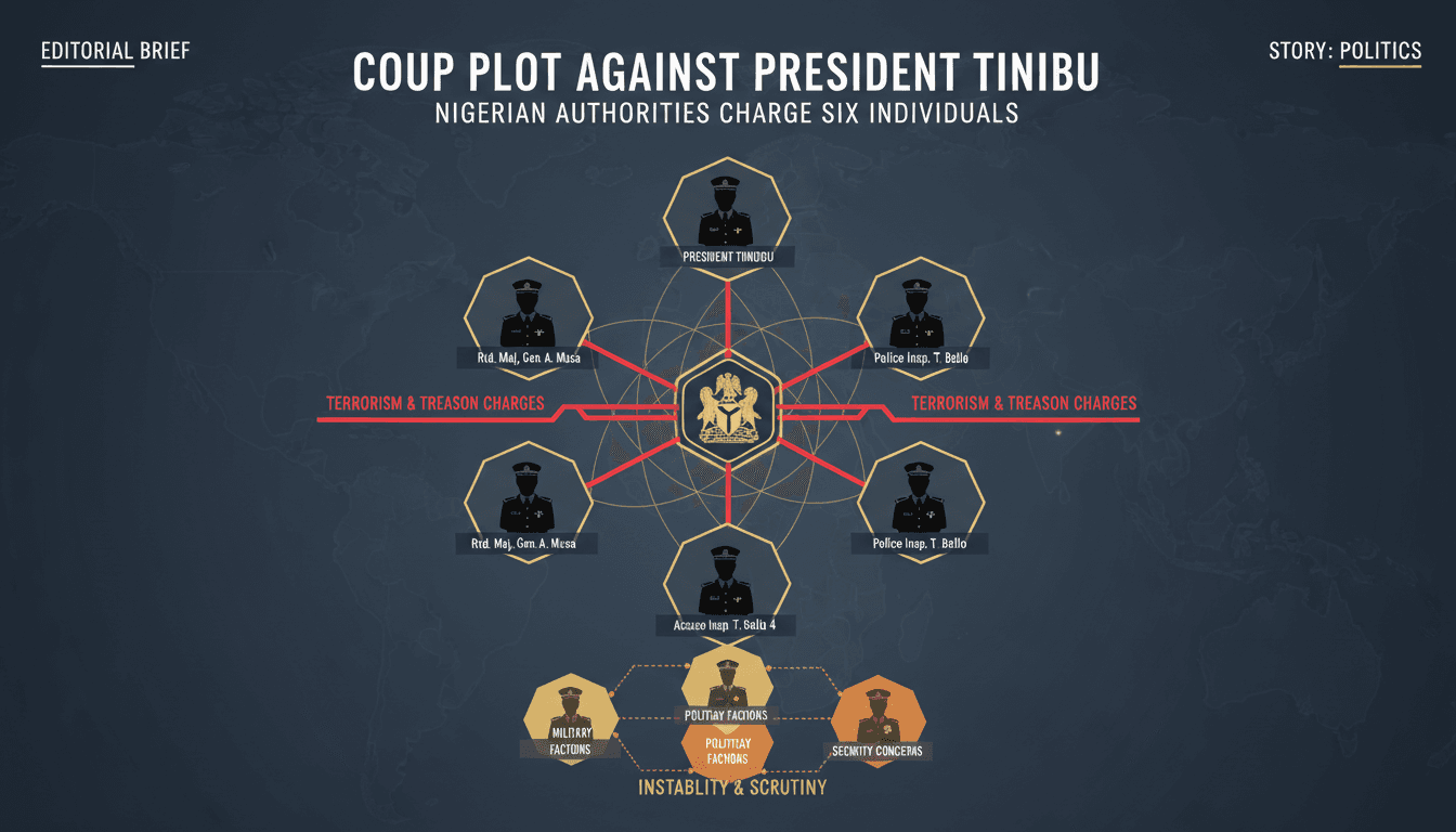 Nigerian authorities charge six individuals with terrorism and treason over coup plot against President Tinubu