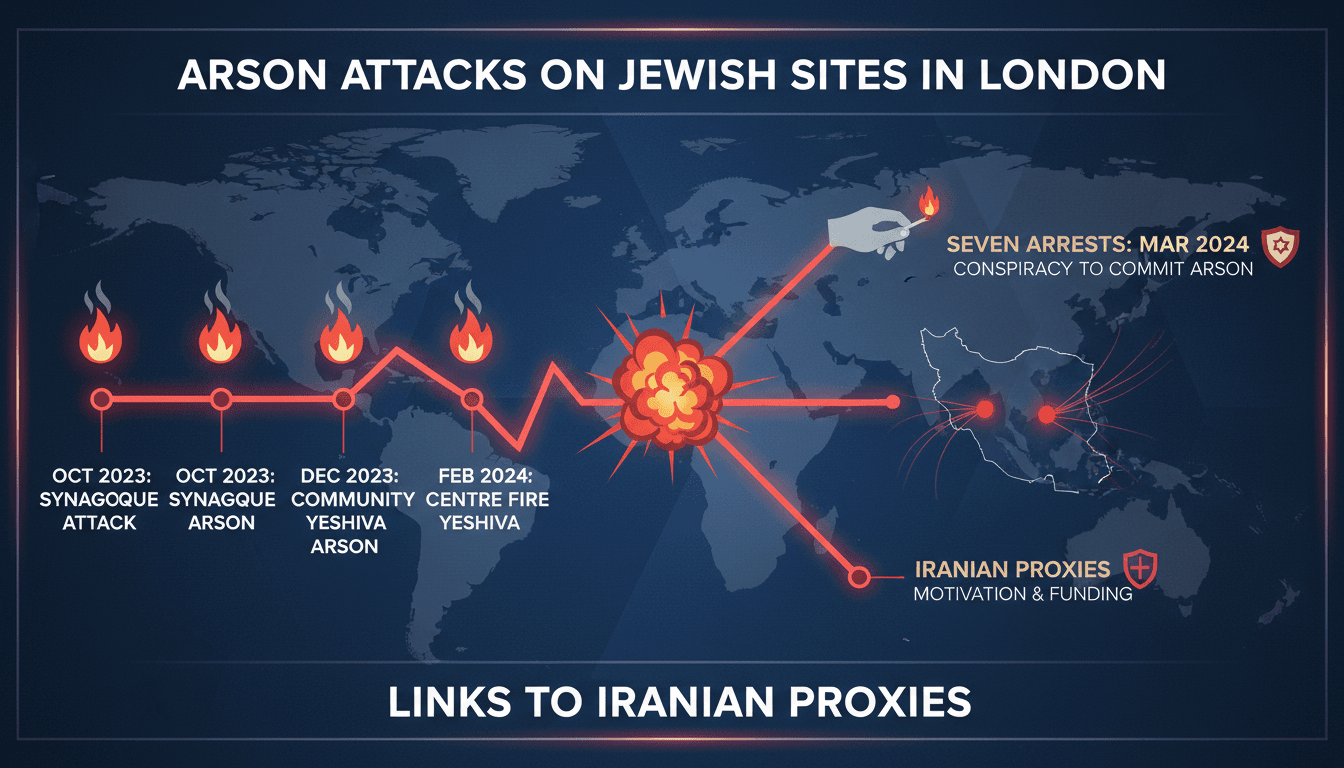 Arson attacks on Jewish sites in London lead to multiple arrests linked to Iranian proxies
