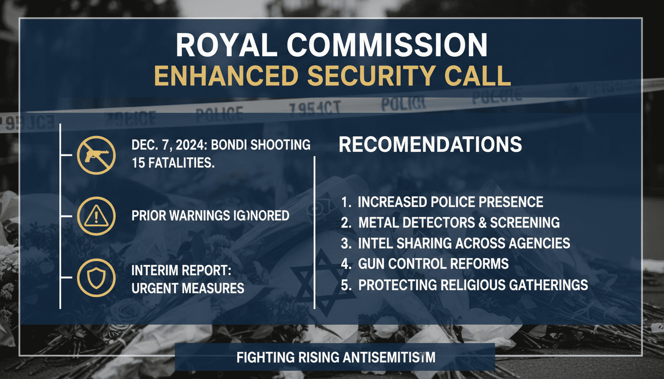 Royal commission calls for enhanced security measures following deadly Bondi Beach shooting at Hanukkah event
