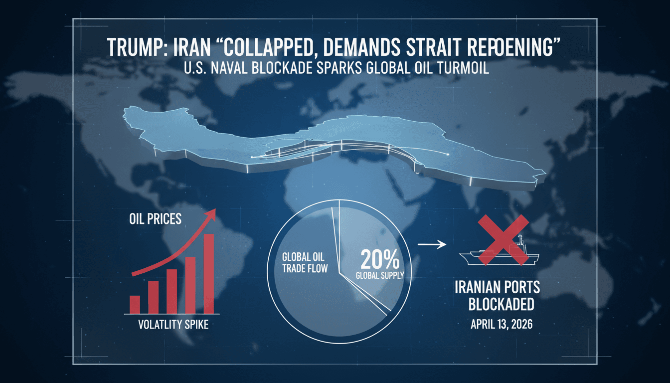 Trump Claims Iran in Collapse and Seeks Reopening of Strait of Hormuz Amid Blockade