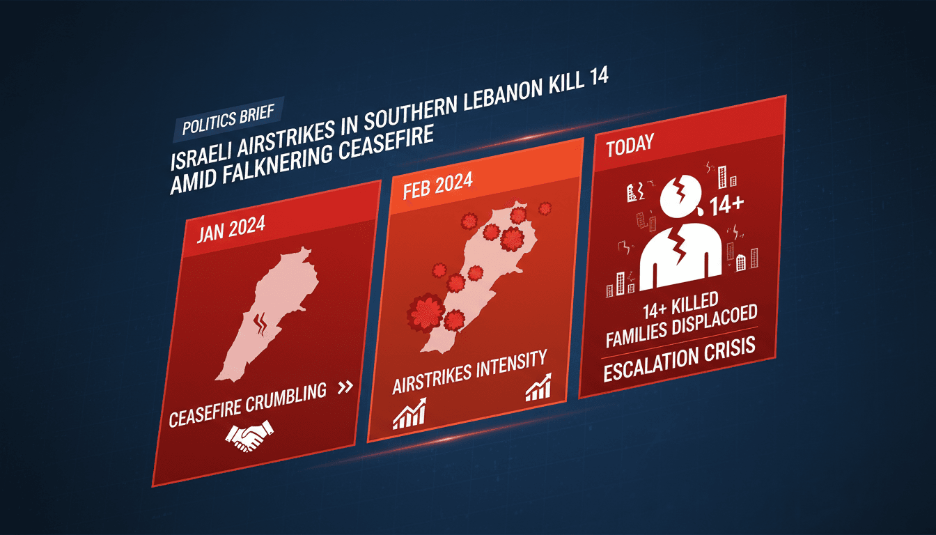 Israeli airstrikes in southern Lebanon kill 14 amid faltering ceasefire