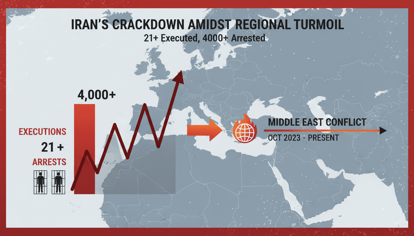 Iran executes 21 individuals amid intensified crackdown on dissent during Middle East war