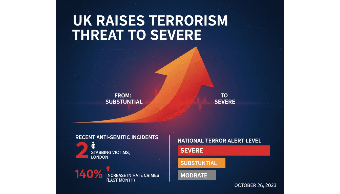 UK Raises Terrorism Threat Level to Severe Following Stabbing of Jewish Individuals