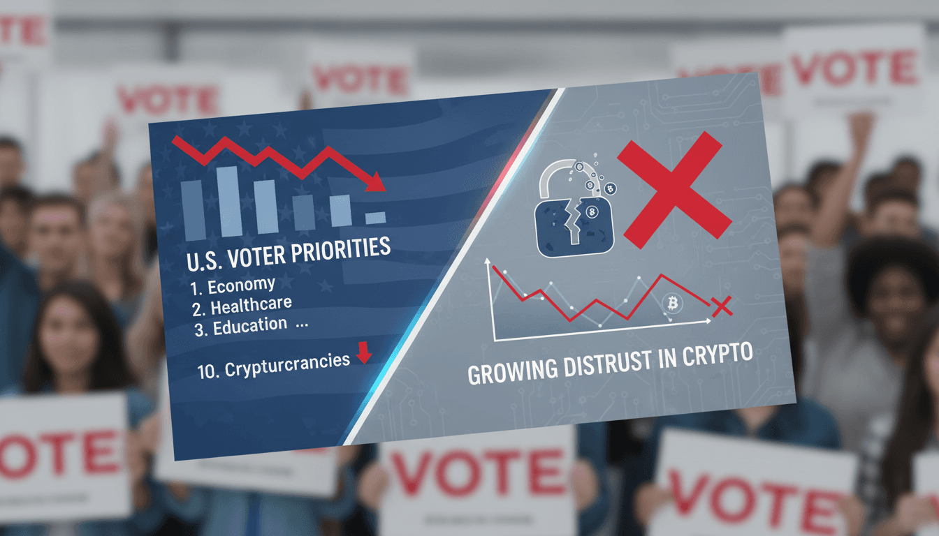 U.S. voters expressing skepticism towards cryptocurrencies in midterm elections.