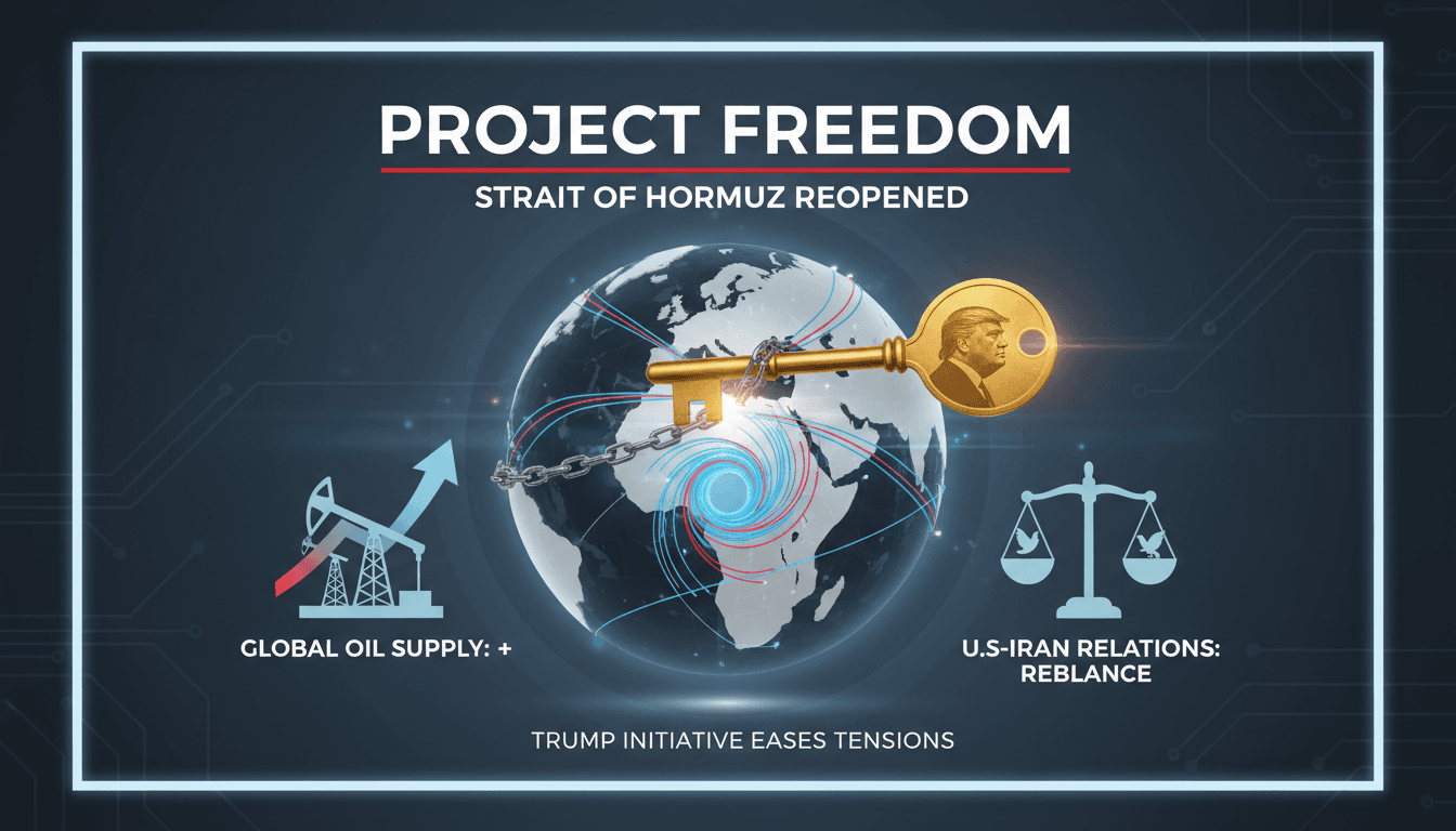 Trump announcing Project Freedom to reopen the Strait of Hormuz