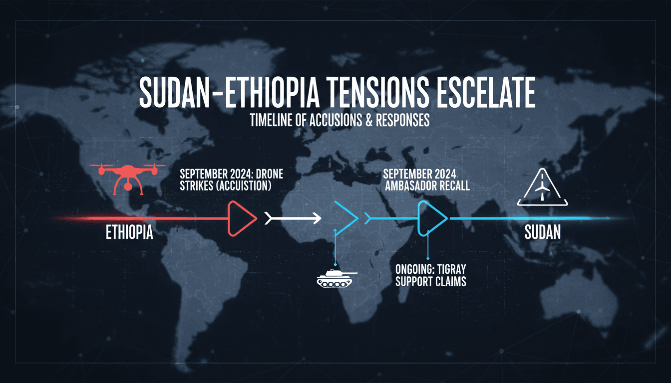Map highlighting Sudan and Ethiopia with drone strike implications