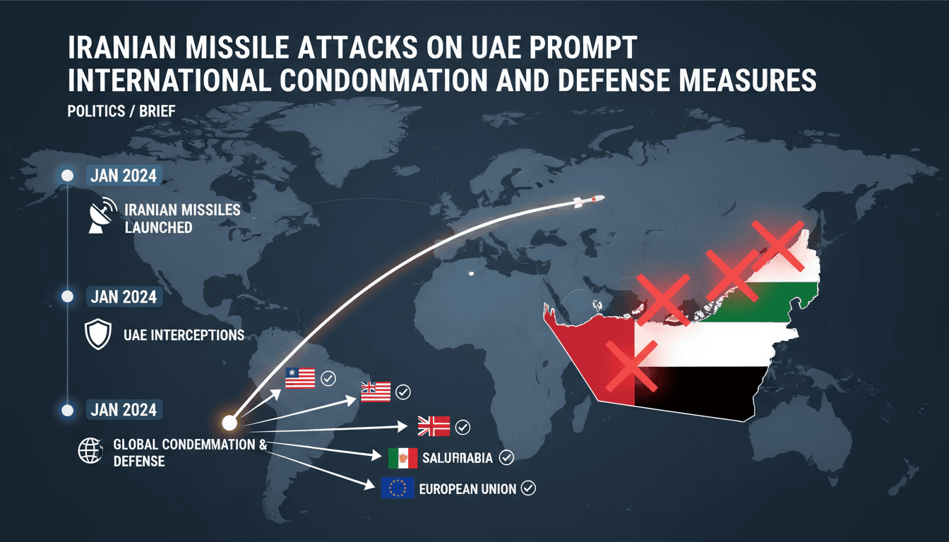 Map showing missile trajectories and interception points in the UAE.