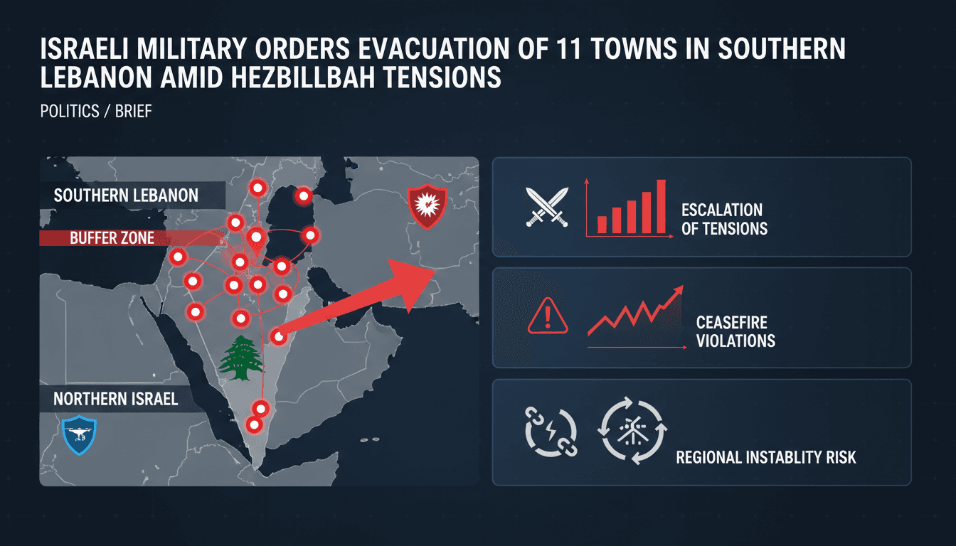 Israeli military orders evacuation of 11 towns in southern Lebanon amid Hezbollah tensions
