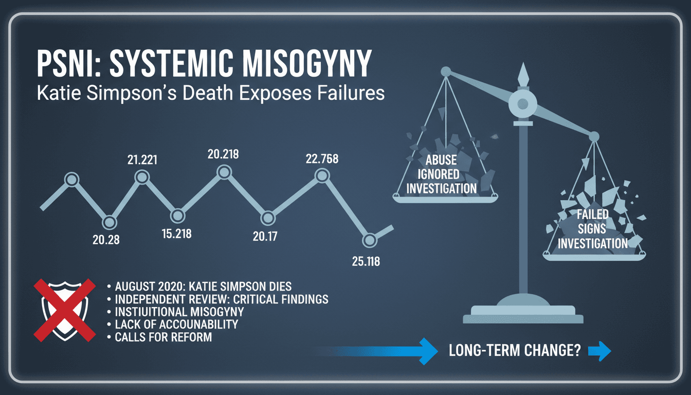 A visual representation of the PSNI review findings and timeline related to Katie Simpson's case.