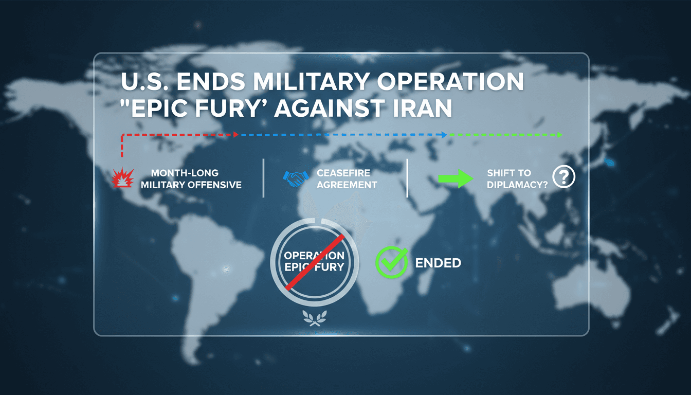 U.S. Secretary of State Marco Rubio announces the end of military operations against Iran.