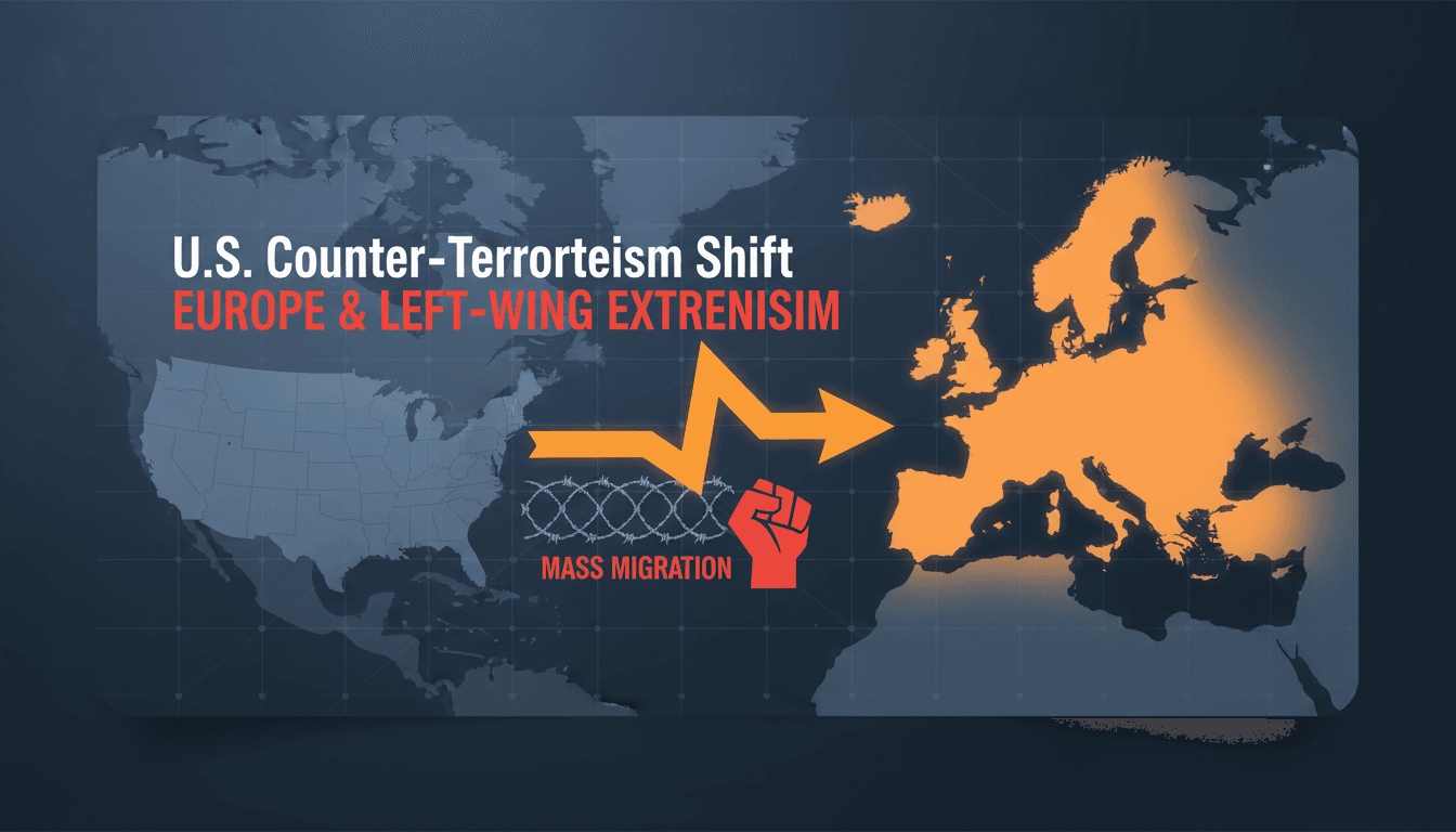 U.S. counter-terrorism strategy announcement with European map