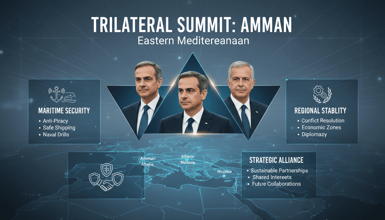 Leaders of Jordan, Greece, and Cyprus at the trilateral summit in Amman