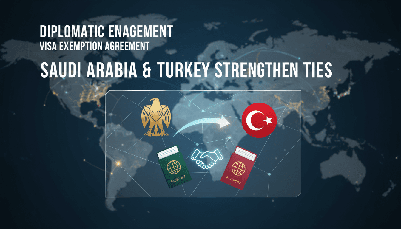 Saudi and Turkish foreign ministers signing visa exemption agreement