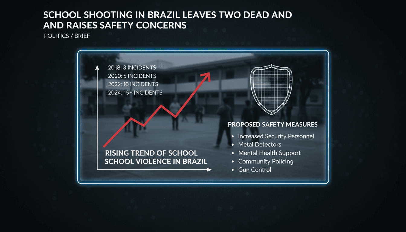 A somber scene outside the Sao Jose Institute following the shooting incident.