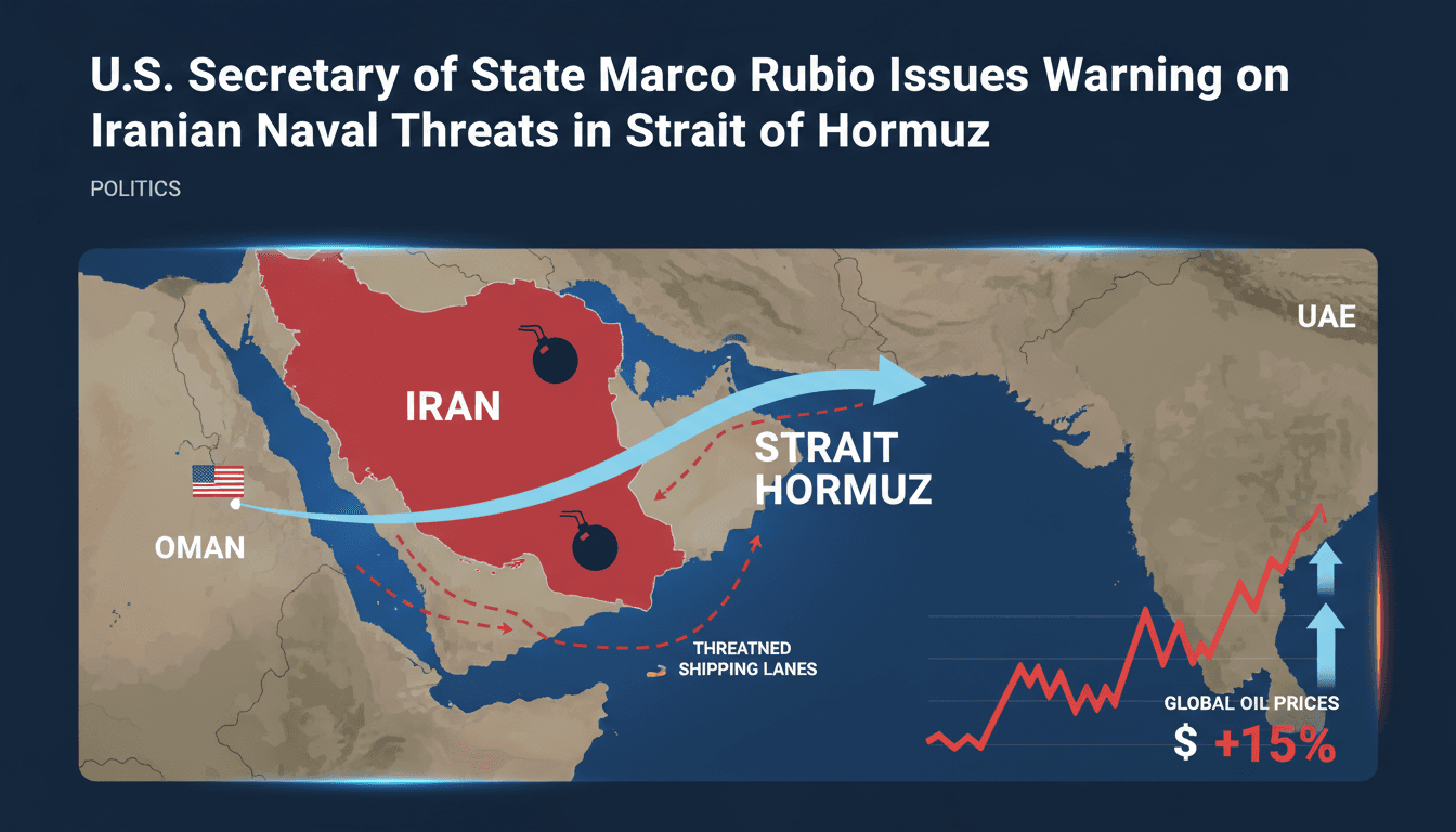 A map of the Strait of Hormuz highlighting naval routes and recent military actions.