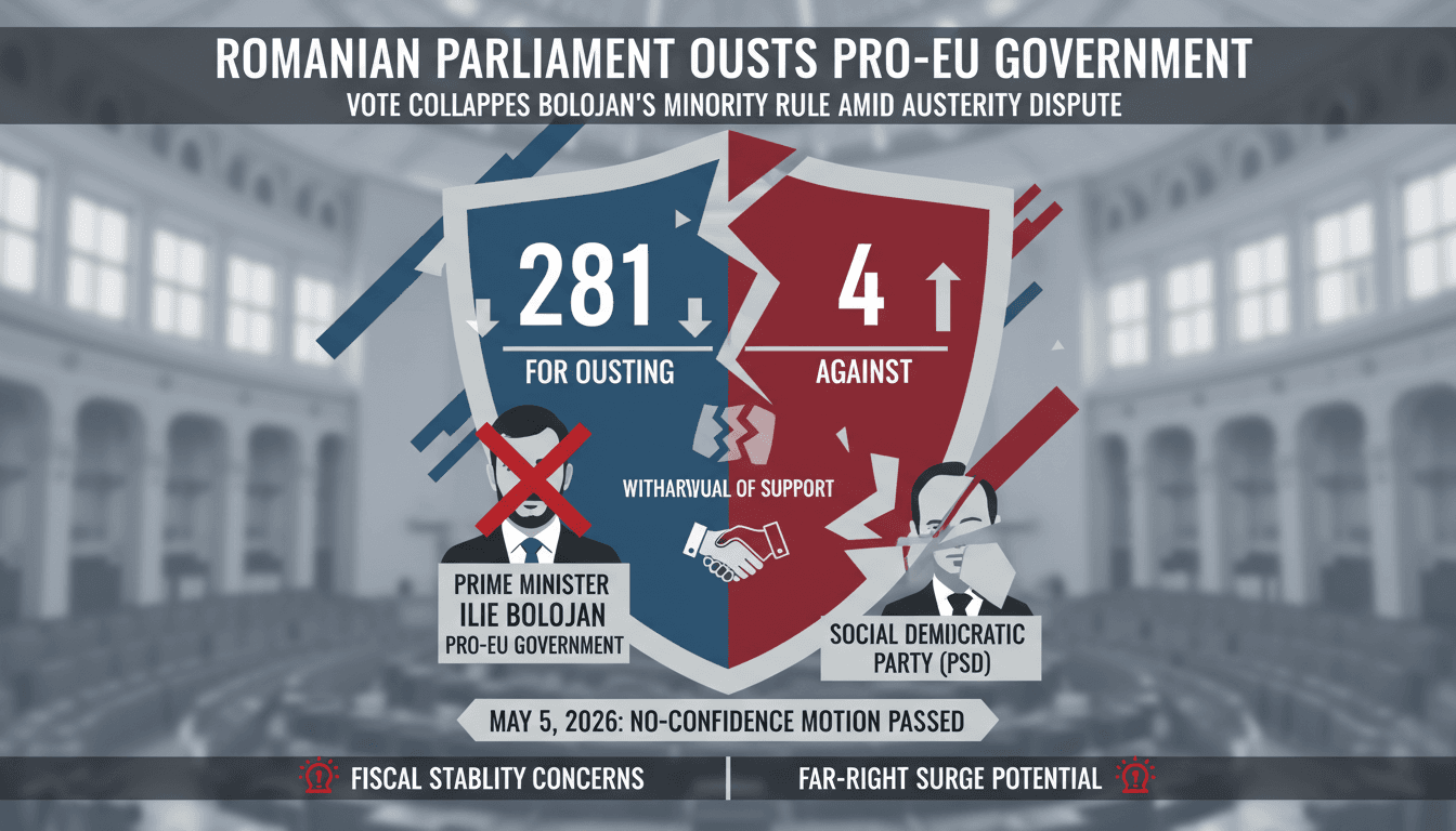 Romanian Parliament Votes to Oust Pro-EU Government of Ilie Bolojan