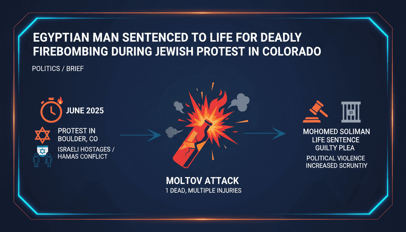 Egyptian man sentenced to life for deadly firebombing during Jewish protest in Colorado