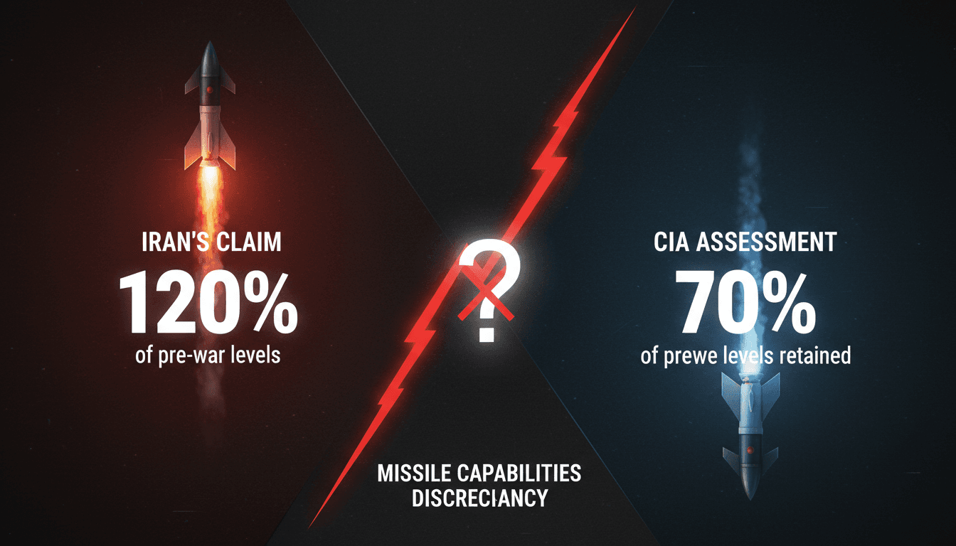 Analytical visual comparing Iran's missile capabilities with CIA estimates.