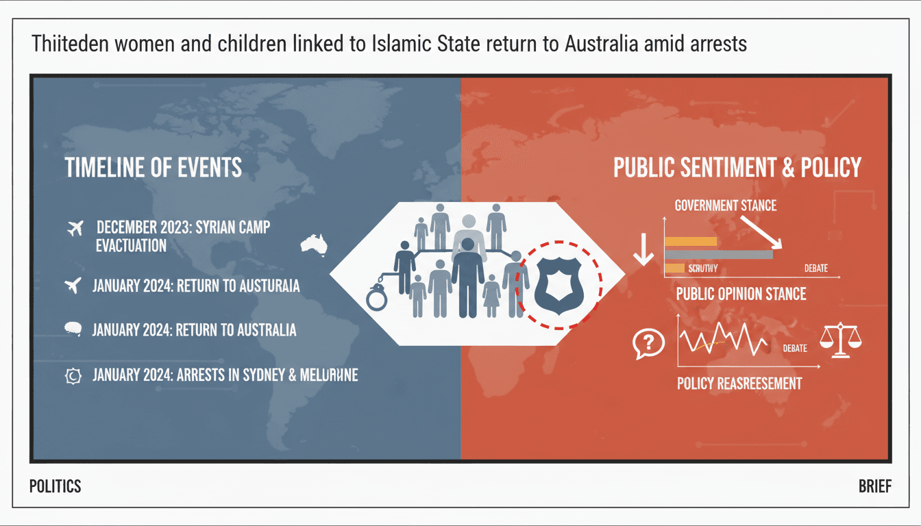 Thirteen women and children linked to Islamic State return to Australia amid arrests