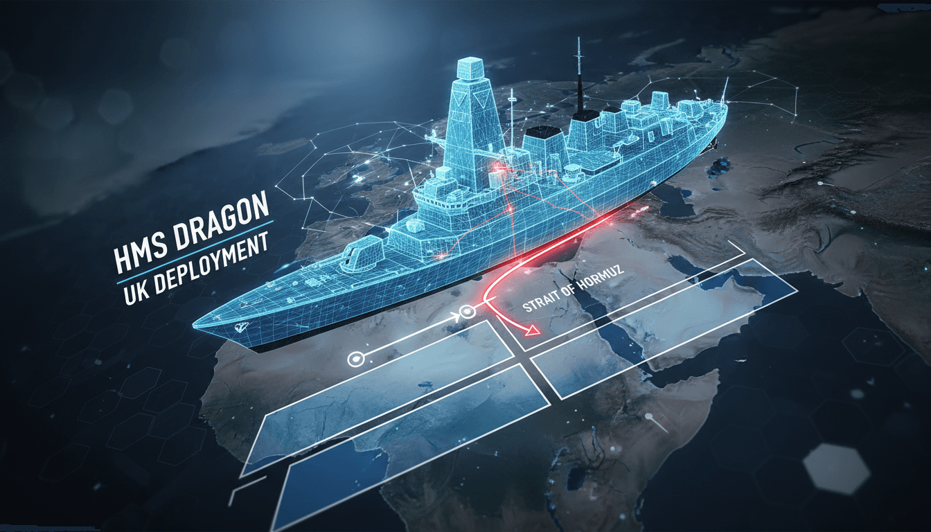 HMS Dragon warship deployed to the Middle East for maritime security.