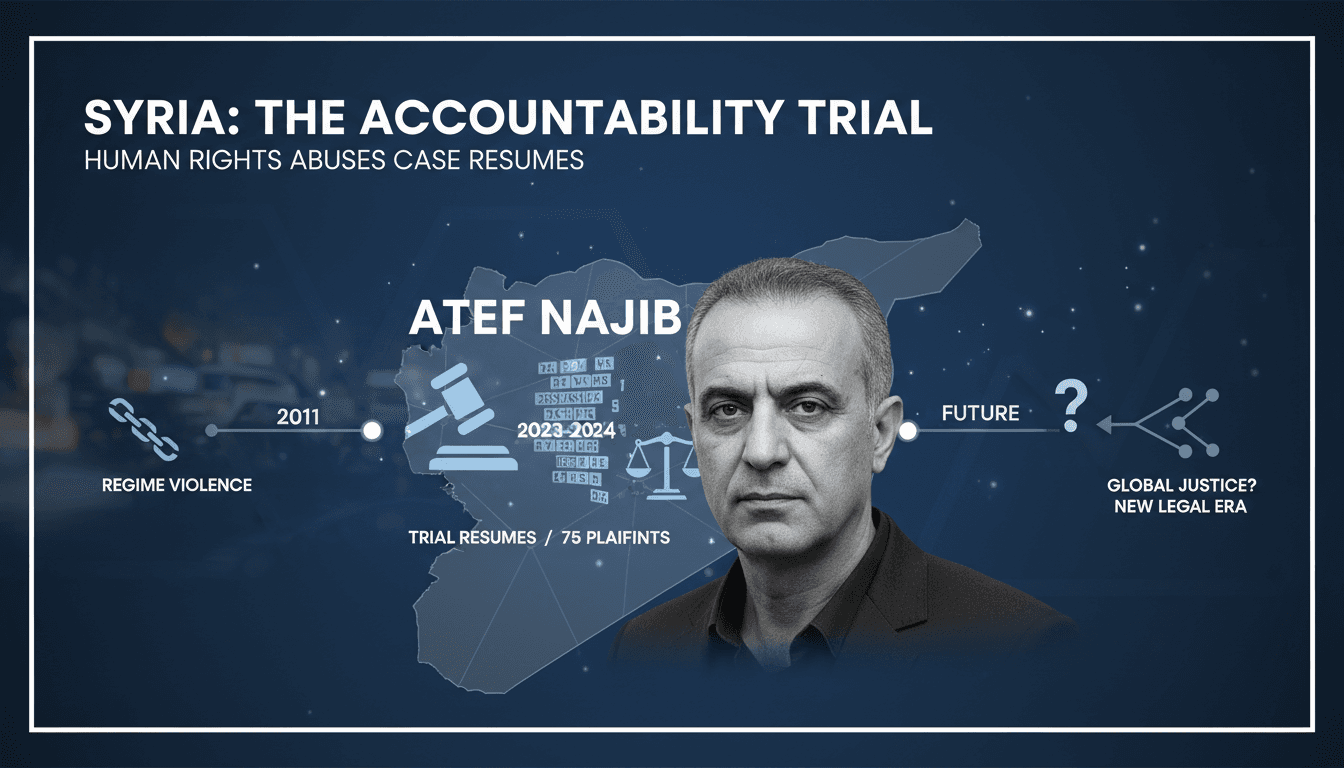 Atef Najib in court during his trial for human rights abuses in Syria.