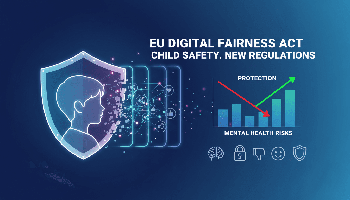 Illustration of EU regulations aimed at protecting children on social media platforms.