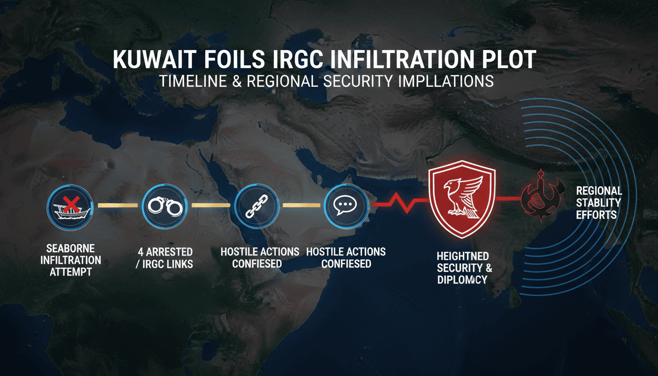 Kuwait's Ministry of Interior building with security forces.