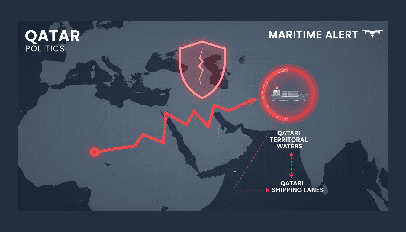 A commercial cargo ship navigating Qatari waters under investigation after a drone attack.