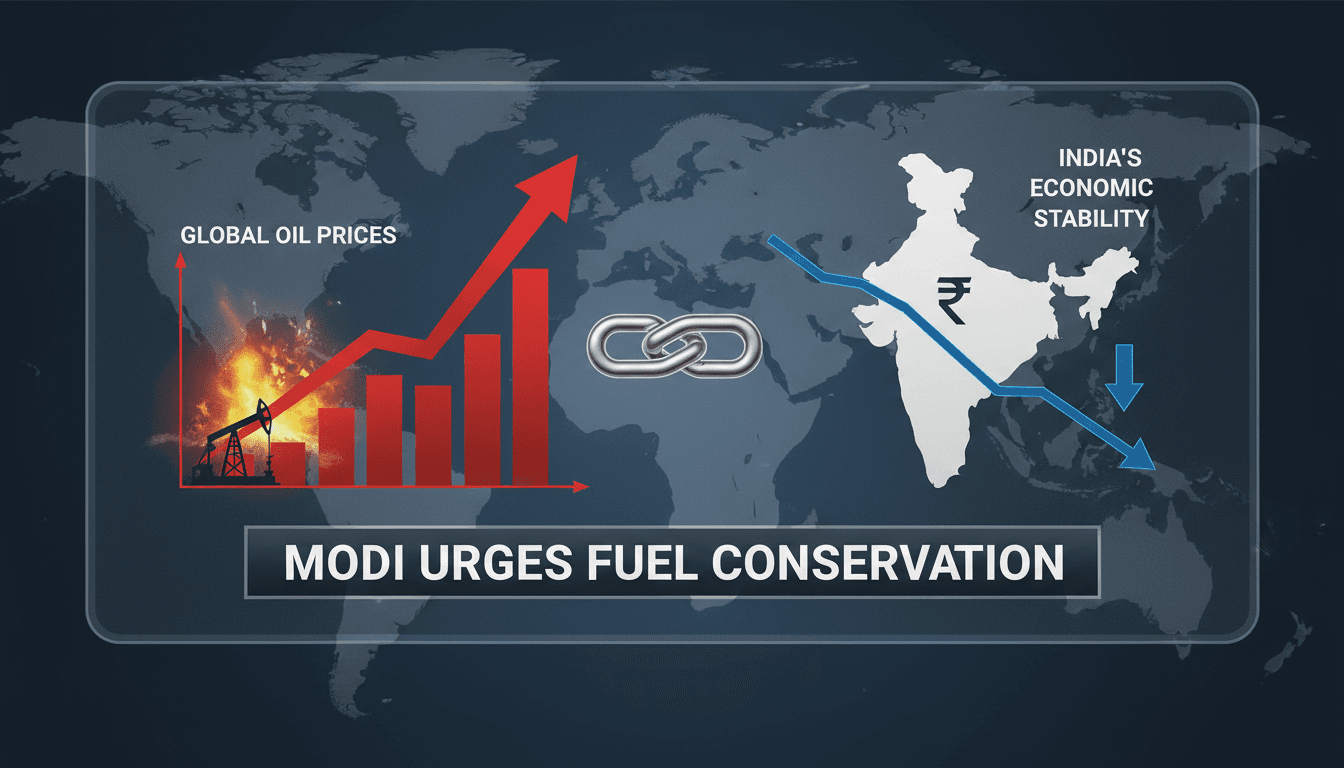 Indian Prime Minister Narendra Modi addressing fuel conservation efforts.