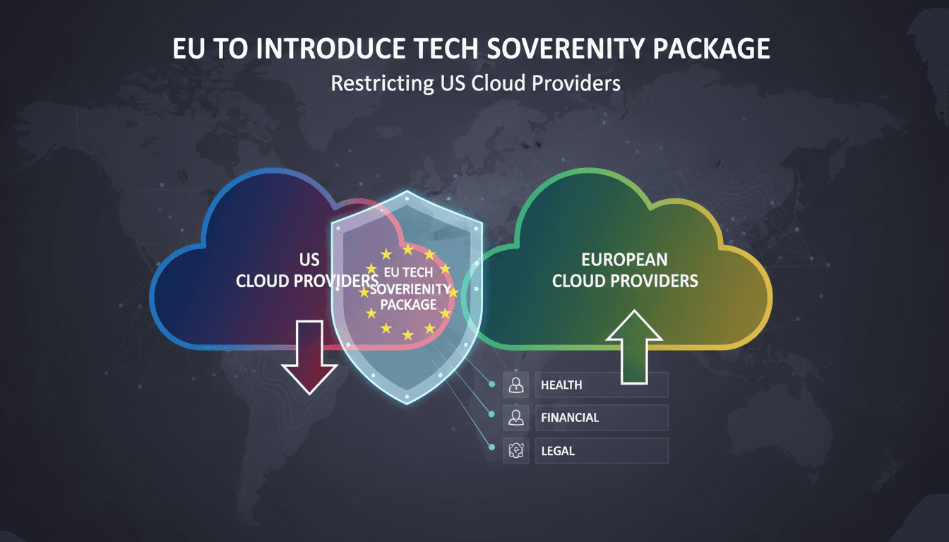 EU flag with cloud computing icons representing data sovereignty regulations