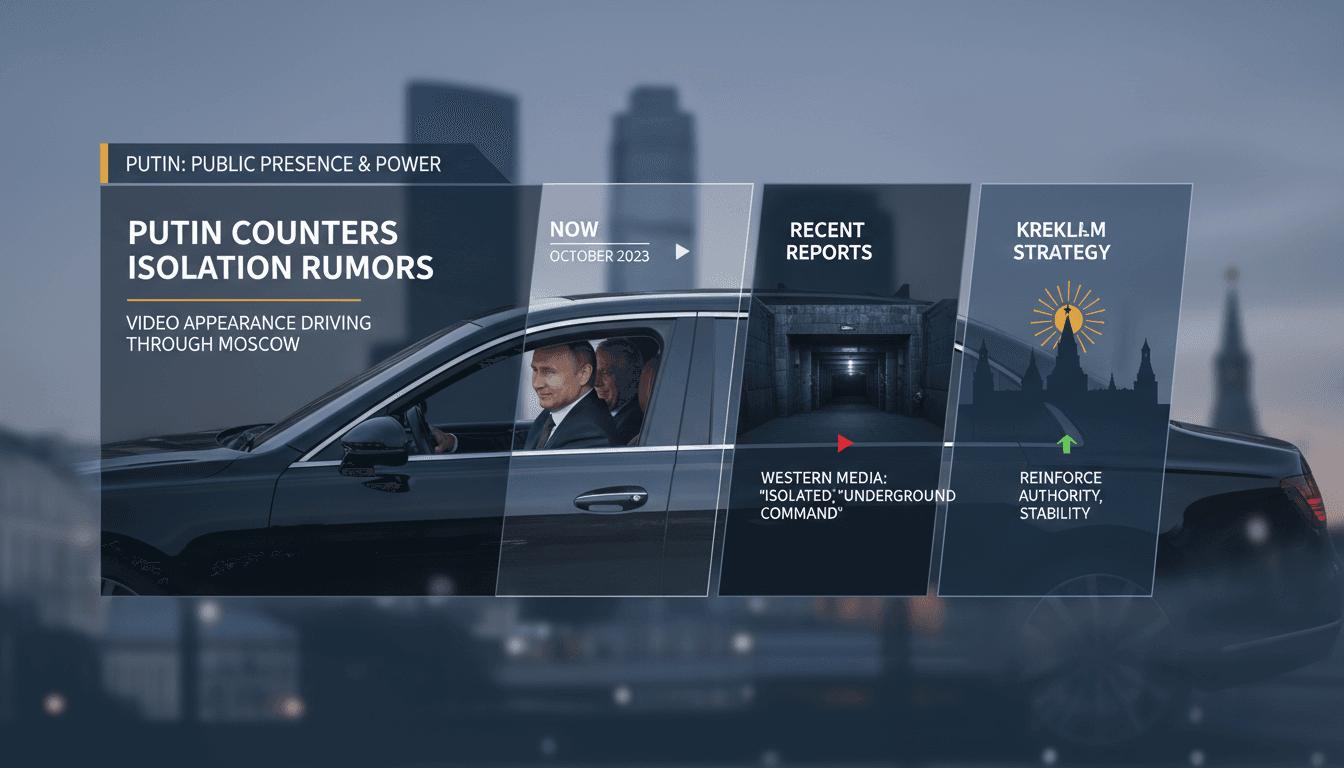 Putin driving in Moscow and meeting with his former teacher