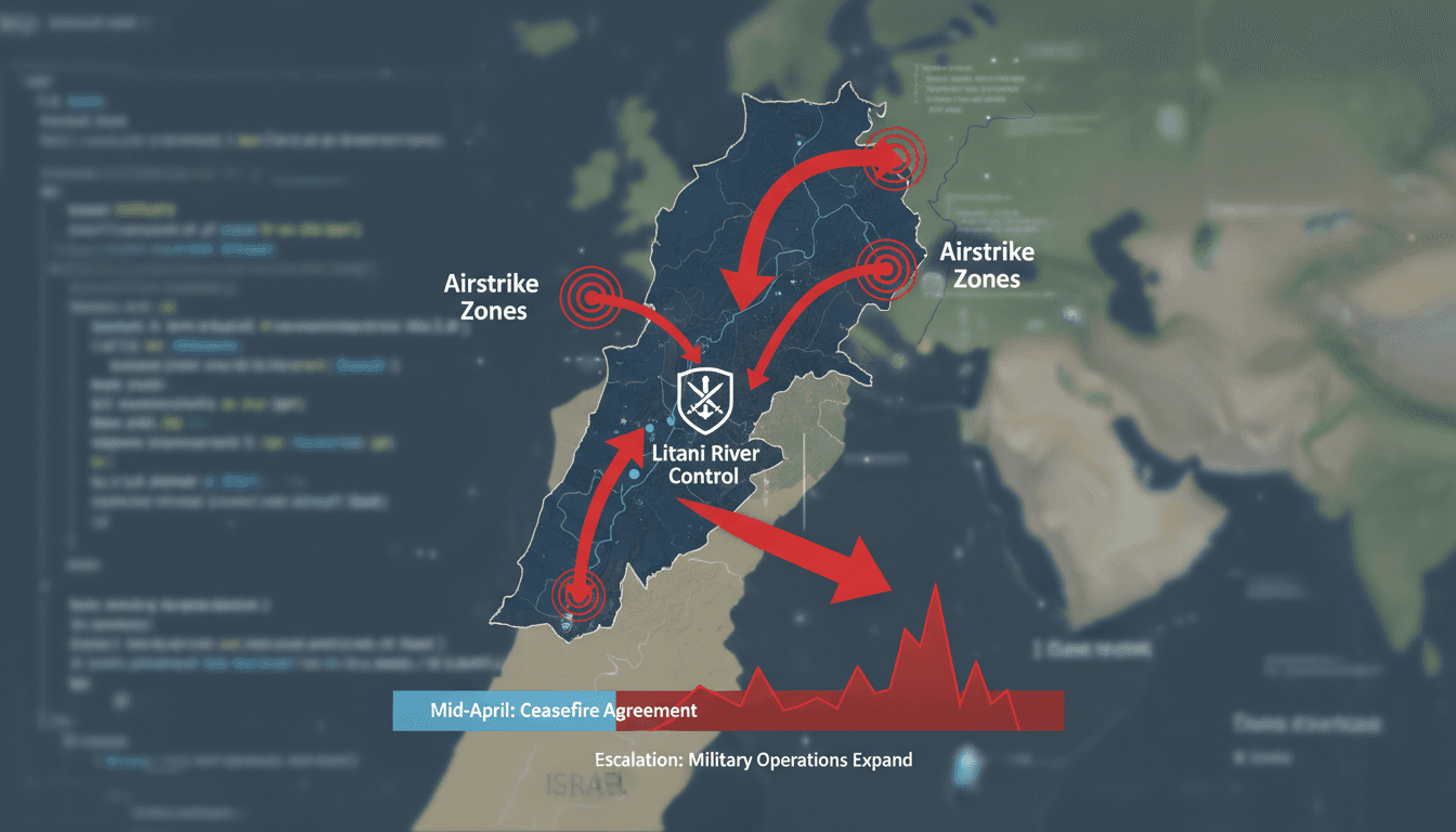 Map showing Israel's military operations and airstrikes in Lebanon
