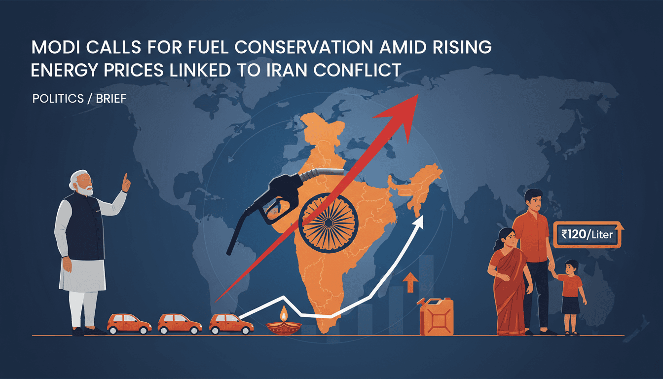 Indian Prime Minister Narendra Modi addressing the nation on fuel conservation.