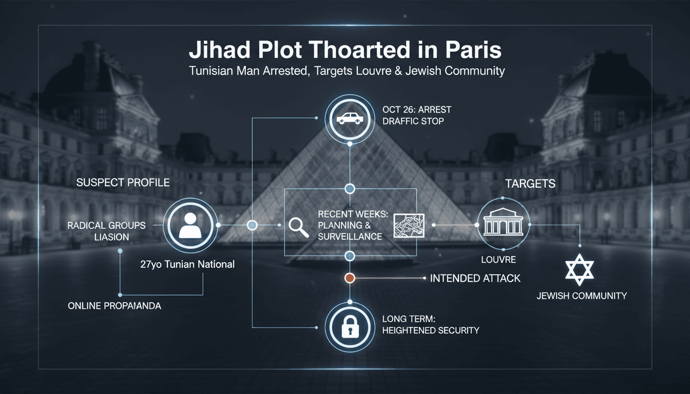 Tunisian man arrested in Paris for plotting jihad-inspired attack on Louvre and Jewish community