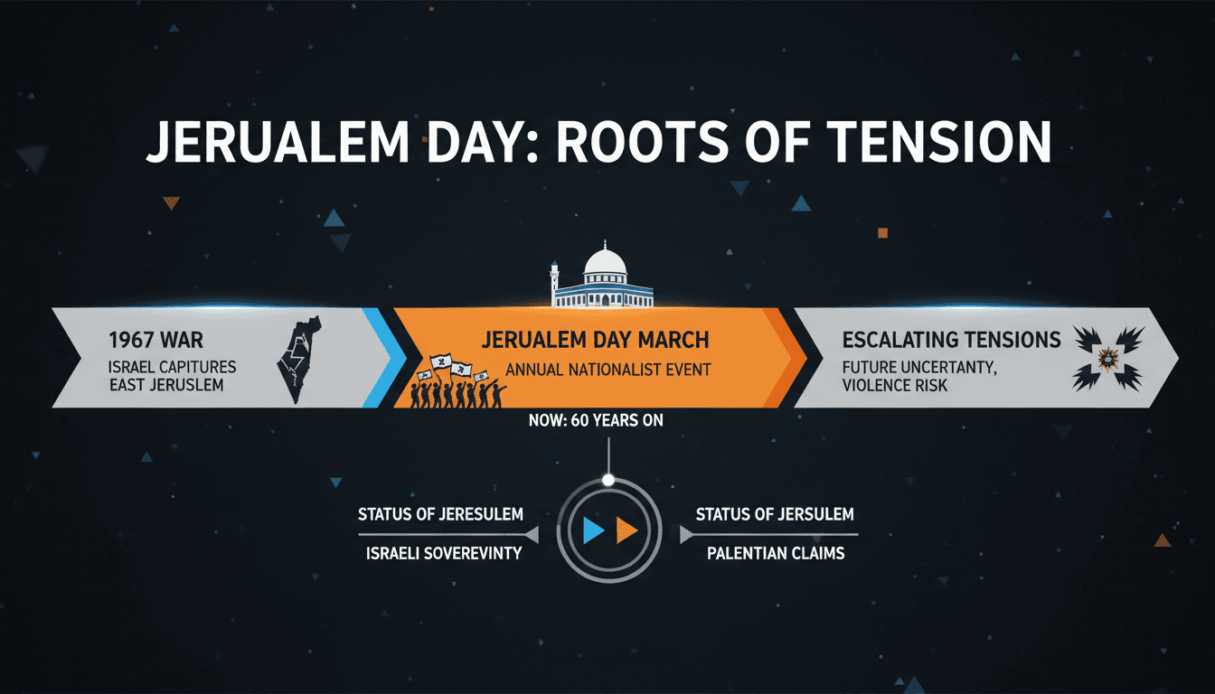 Israeli nationalists marching in East Jerusalem during Jerusalem Day.