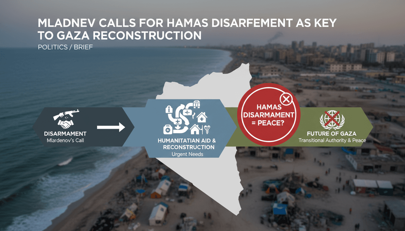 Nickolay Mladenov addressing the need for Hamas disarmament in Gaza.