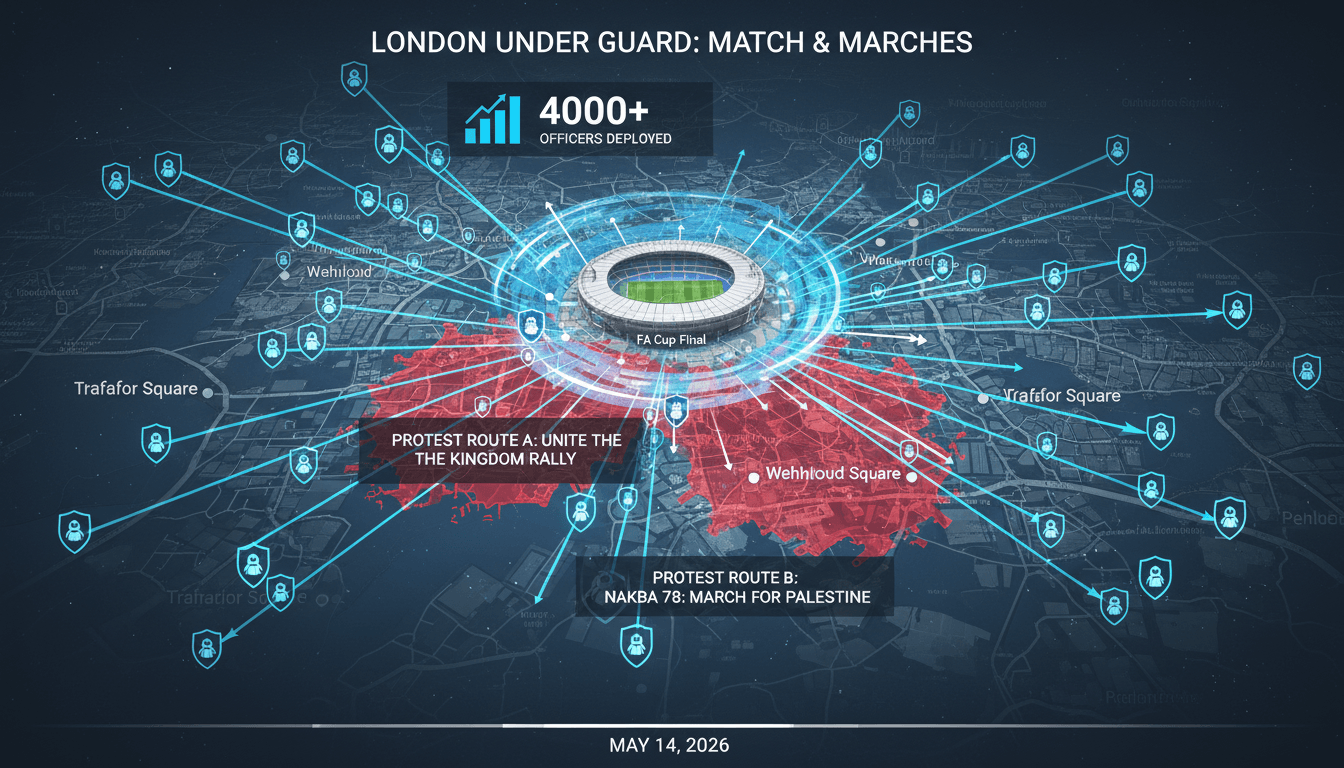London prepares for major protests alongside FA Cup final with extensive police deployment