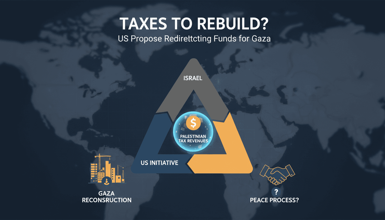 Conceptual image of Gaza reconstruction efforts and financial flows