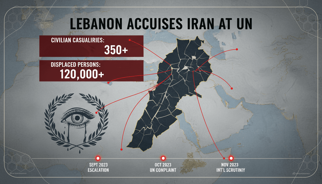 Map showing Lebanon and Iran with conflict highlights