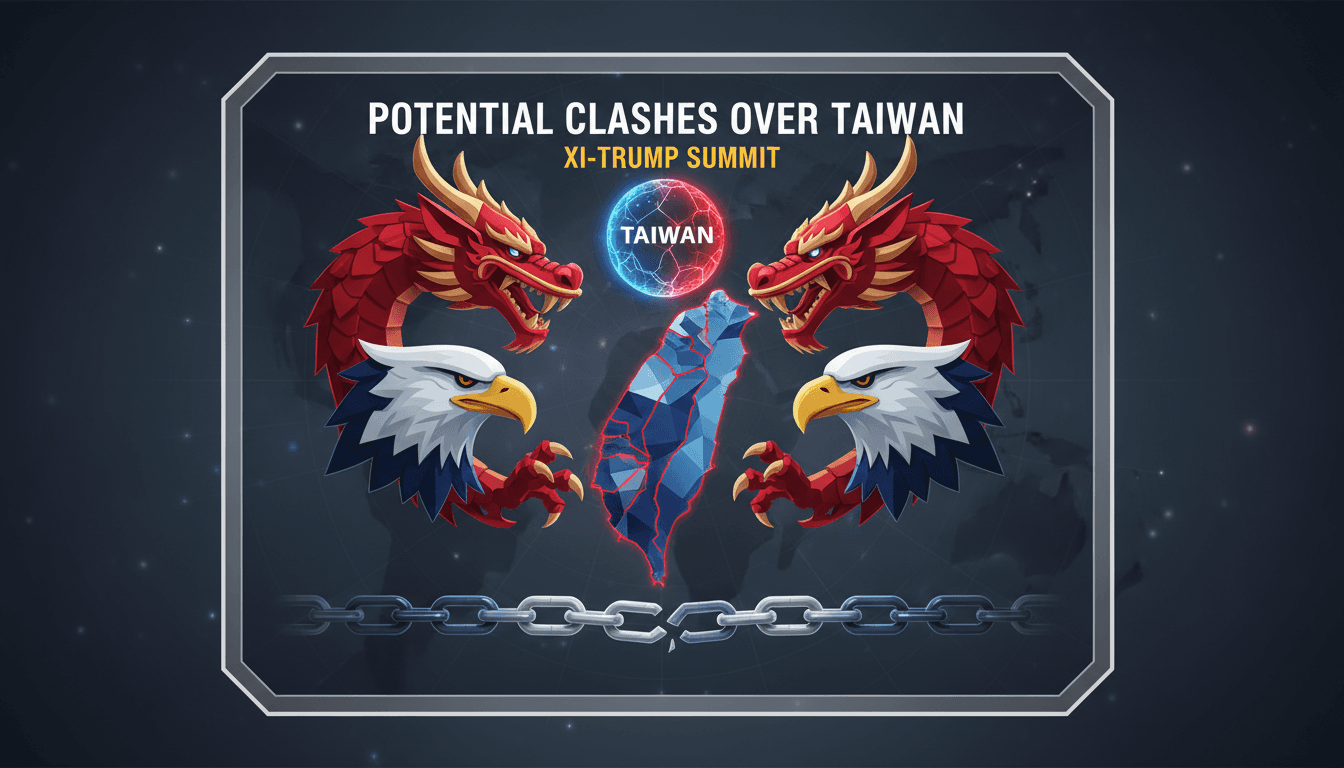 Xi Jinping and Donald Trump during a summit discussing Taiwan tensions.