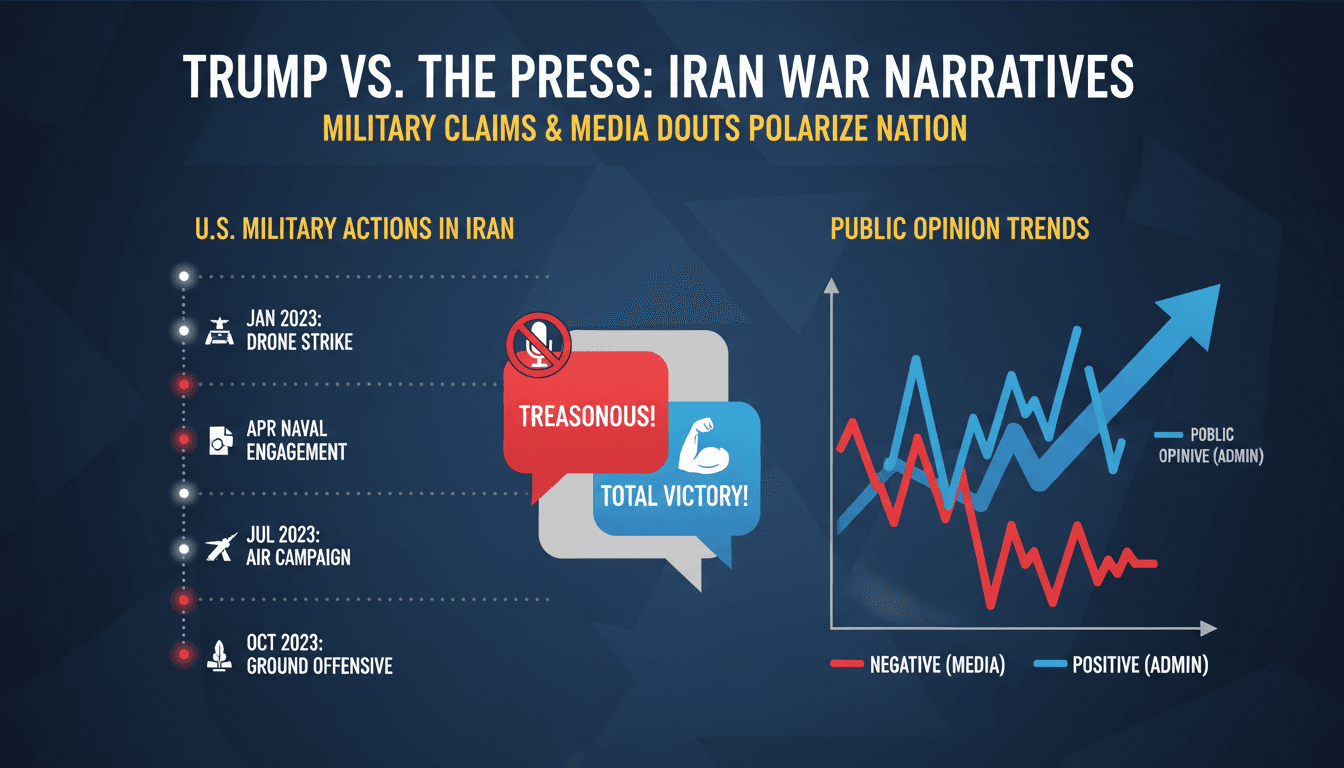 President Trump aboard Air Force One discussing Iran war coverage.
